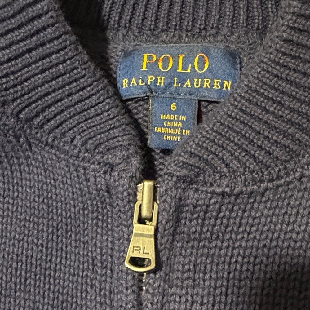 Polo by Ralph Lauren Boys Sweater Pony Logo Full Zip Knit Cardigan Preppy Blue 6 - Picture 3 of 8